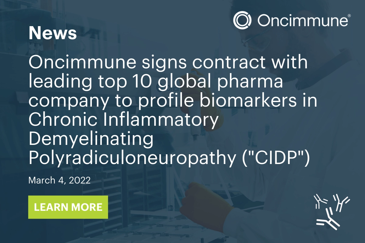 ImmunoINSIGHTS signs contract with leading top 10 global pharmaceutical company to profile biomarkers in Chronic Inflammatory Demyelinating Polyradiculoneuropathy (“CIDP”).